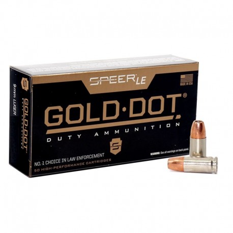 Federal 9mm Luger +P Speer Gold Dot 124gr